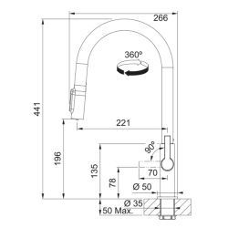 BATERIA FRANKE Maris Slim Clear Water J pull-out 120.0736.604